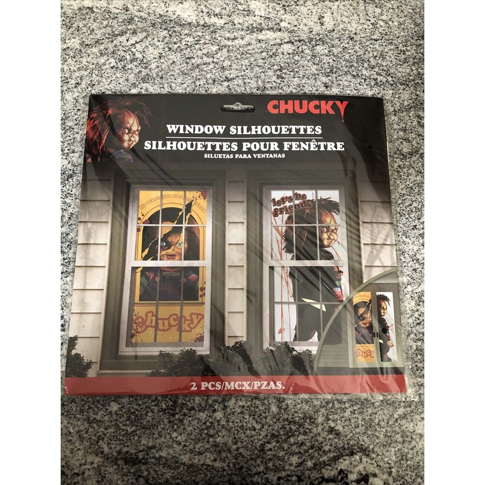 CHUCKY WINDOW SILHOUETTES 2PCS 33.5" X 65" UNIVERSAL CITY STUDIOS. NEW
